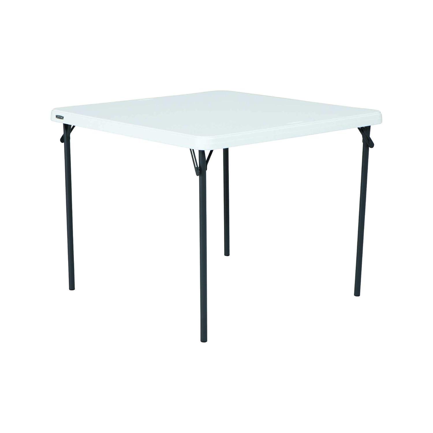Lifetime 37 inch Square Folding Table, Indoor/Outdoor Commercial Grade, White Granite (80783)