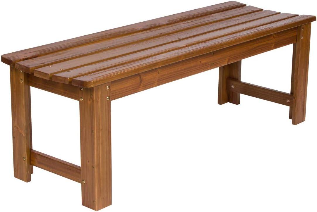 Shine Company 48" Cedar Wood Backless Patio Porch Garden Bench in Brown