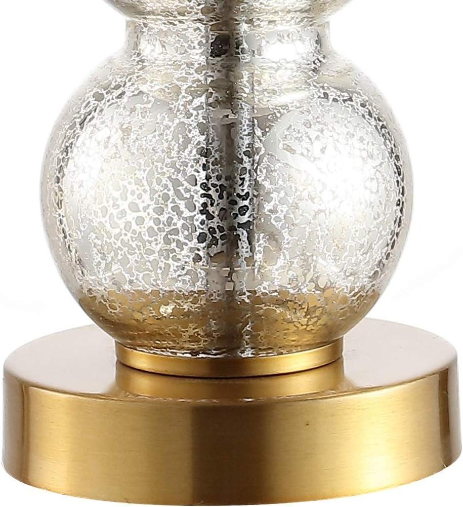 21" Brass Gold and White Glass Table Lamp