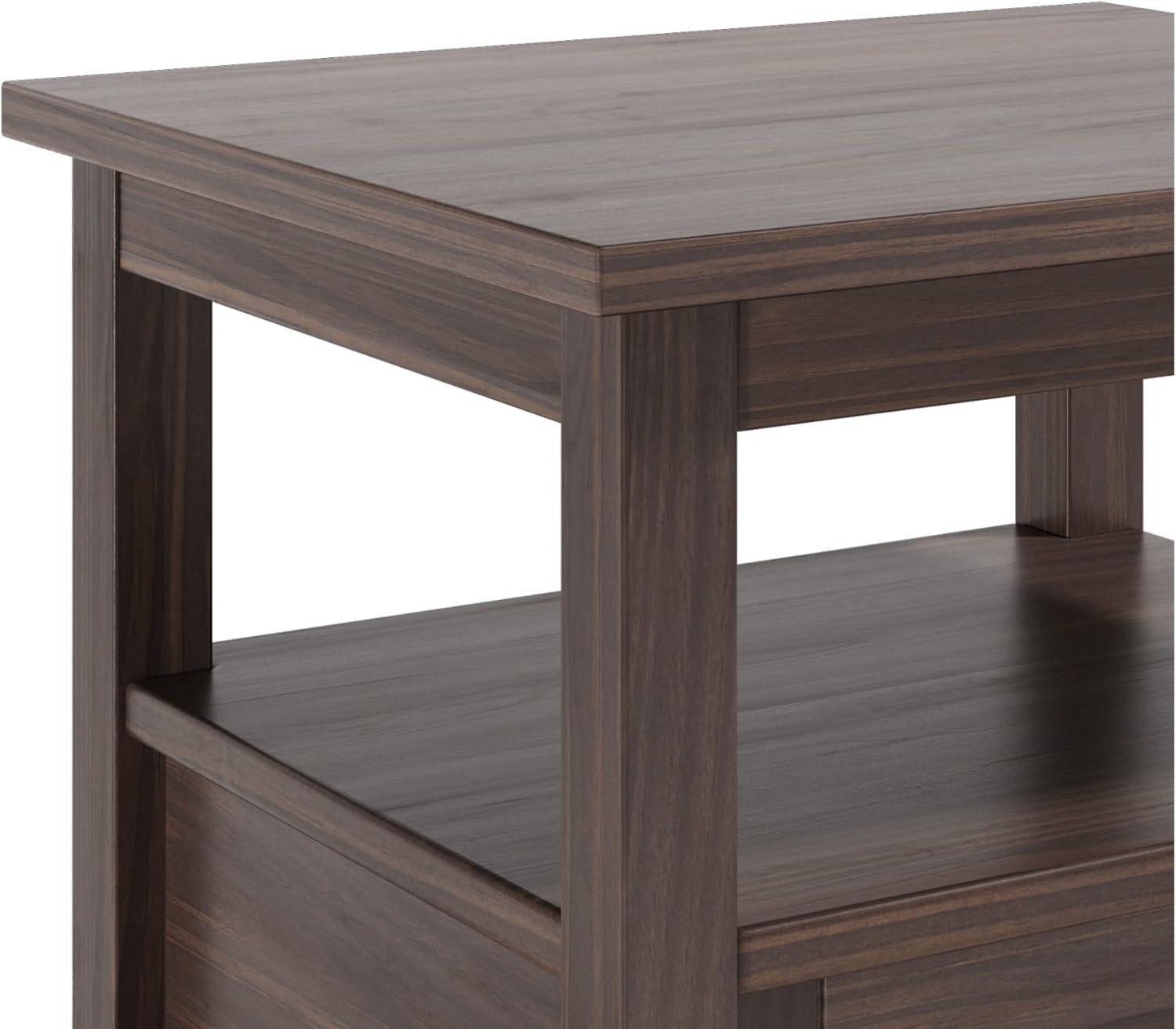 Warm Shaker SOLID WOOD 20" W Rectangle End Table in Warm Walnut Brown