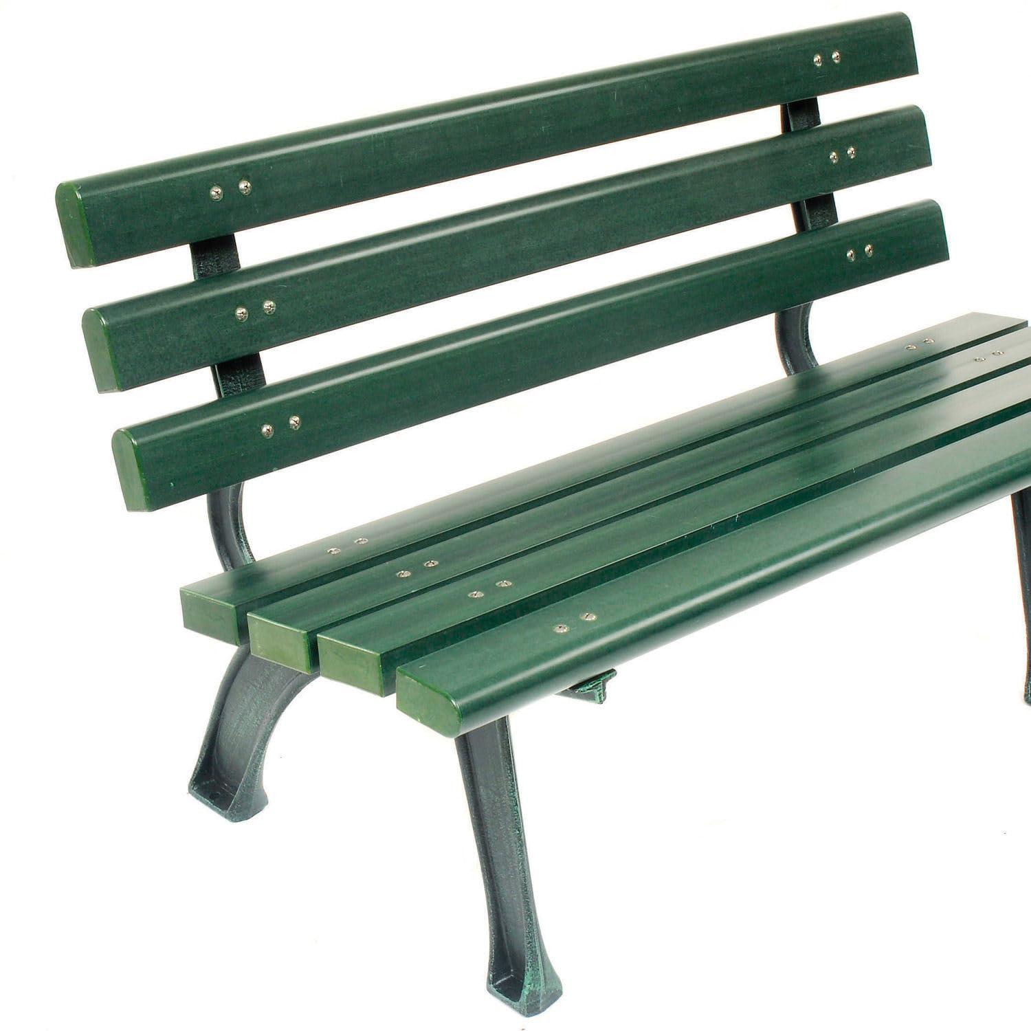 4 ft. Plastic Park Bench with Backrest, Green