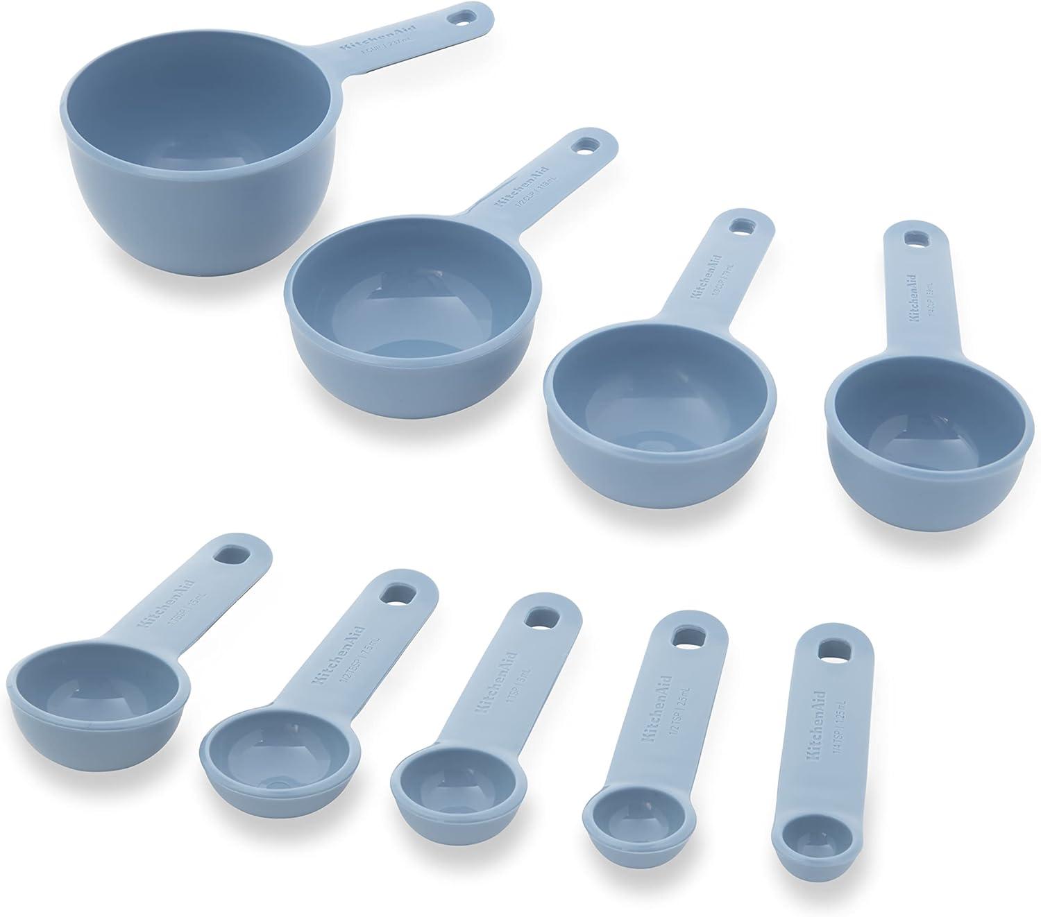 Blue Plastic 9-Piece Measuring Cup and Spoon Set