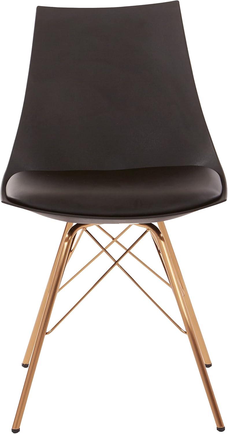 Oakley Mid-Century Modern Bucket Chair in Black Faux Leather