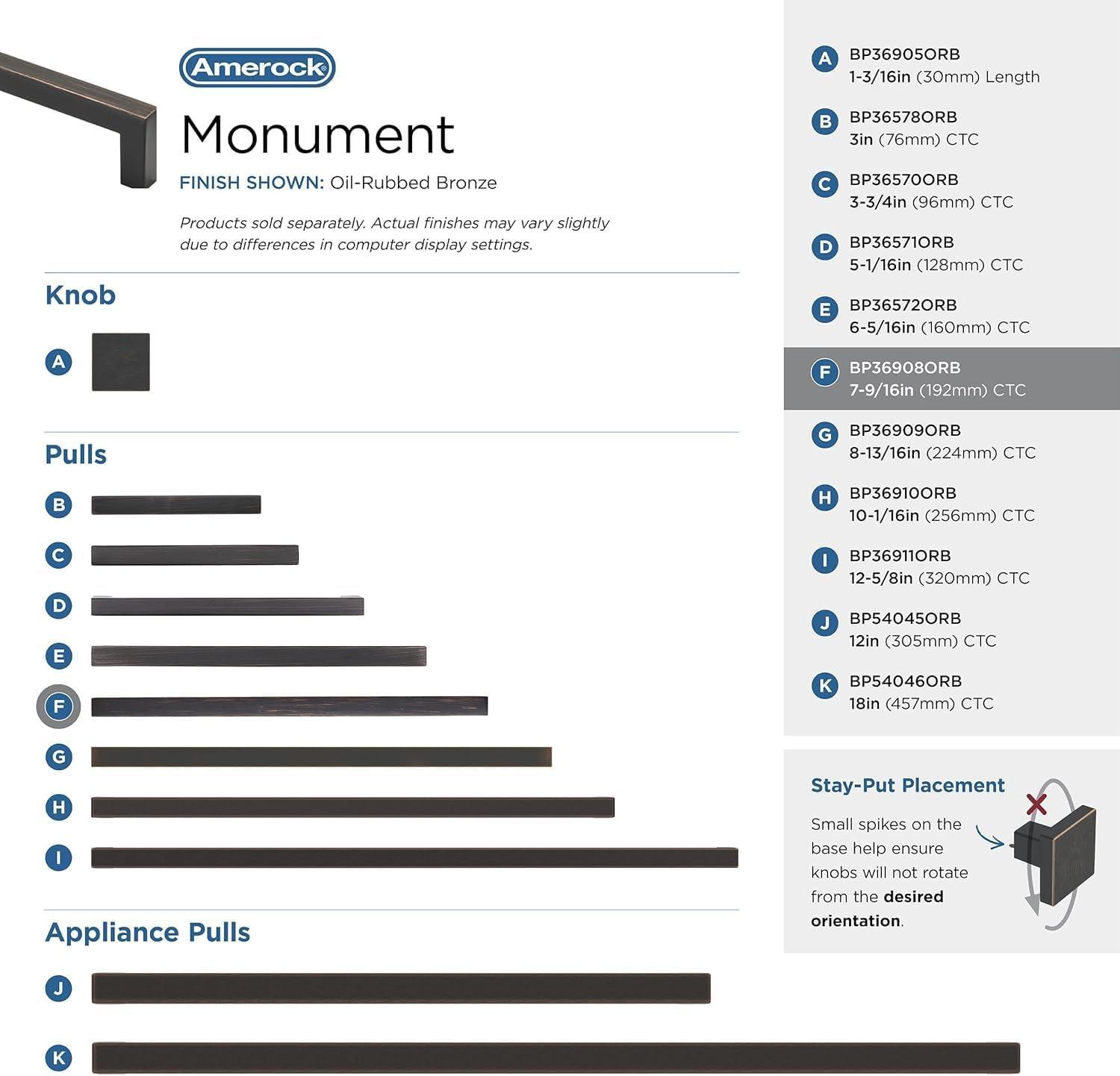 Monument 7-9/16 inch (192mm) Center-to-Center Polished Nickel Cabinet Pull