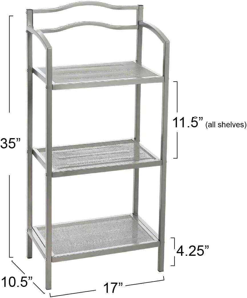 3-Tier Metal Over the Toilet Bathroom Storage Shelf, Gray