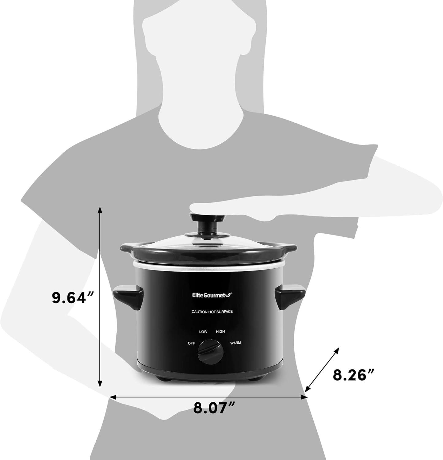 Elite Gourmet Black 2-Quart Ceramic Slow Cooker