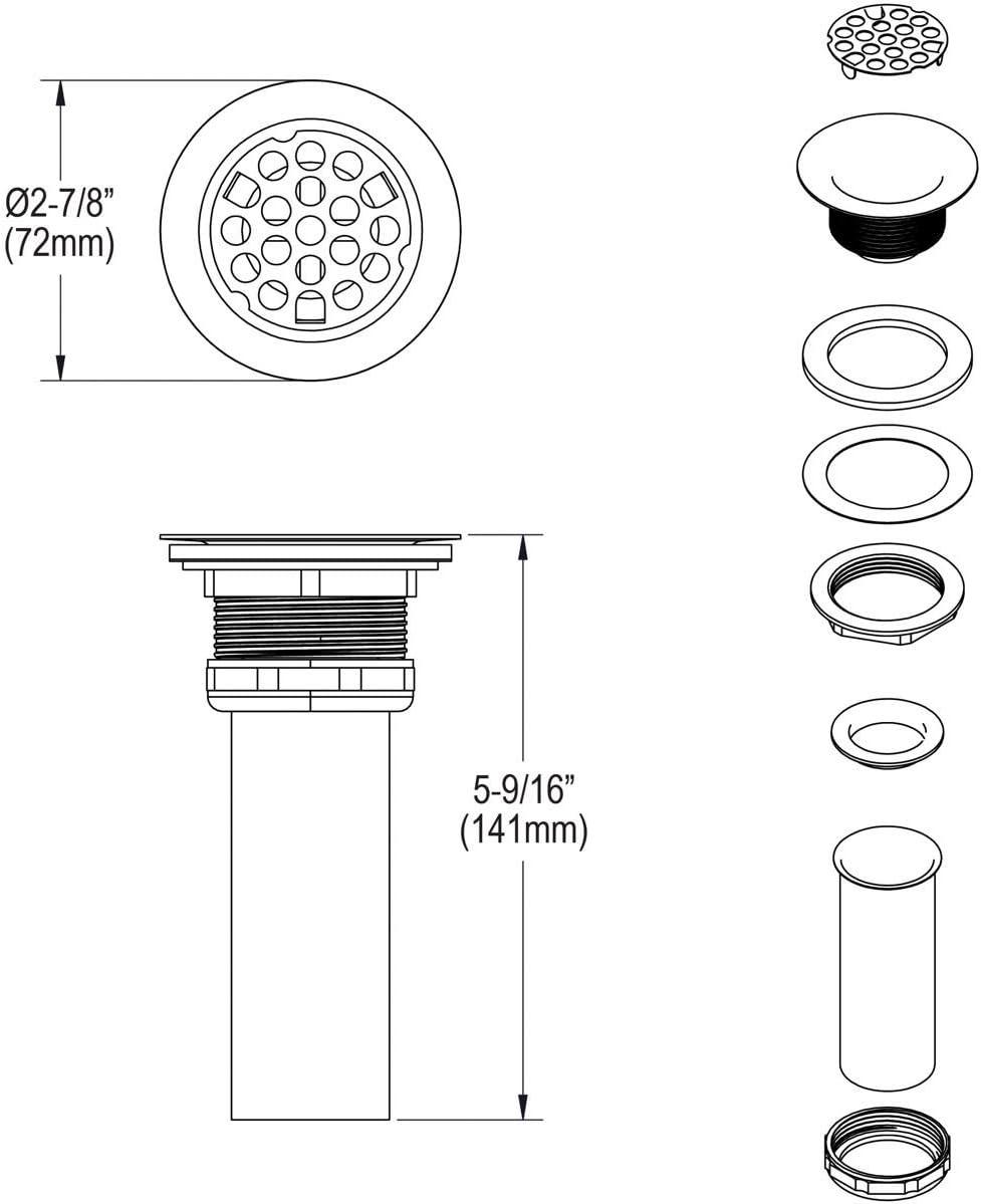 Stainless Steel 2" Drain Fitting with Grid Strainer