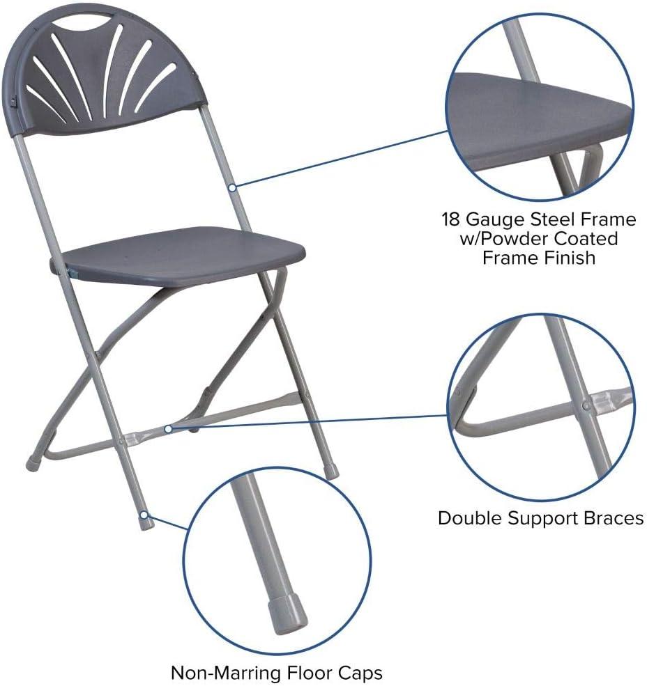 Charcoal Fan Back Plastic Folding Chair Duo, 650 lb. Capacity