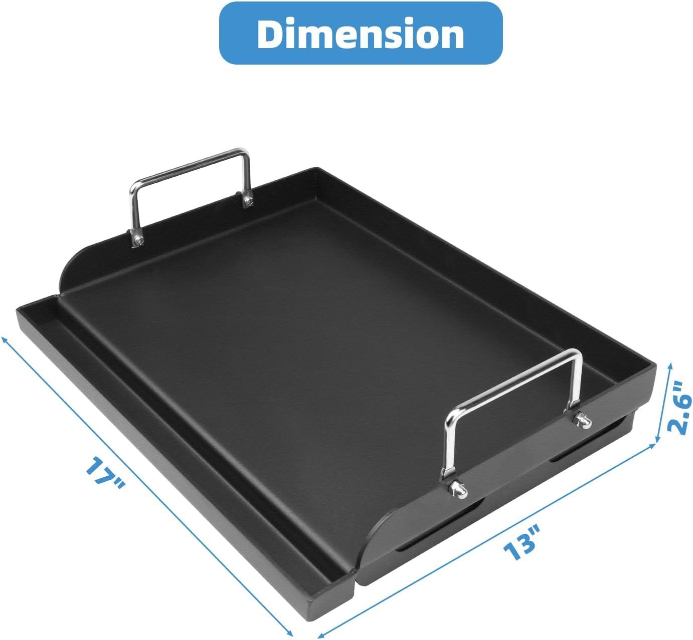 Universal 17" x 13" Nonstick Metal Griddle with Handles