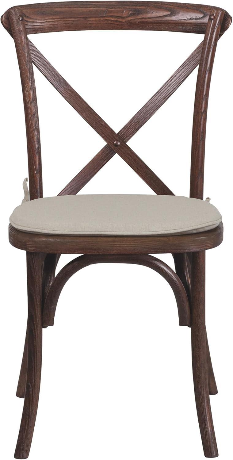 Flash Furniture HERCULES Series Stackable Mahogany Wood Cross Back Chair with Cushion