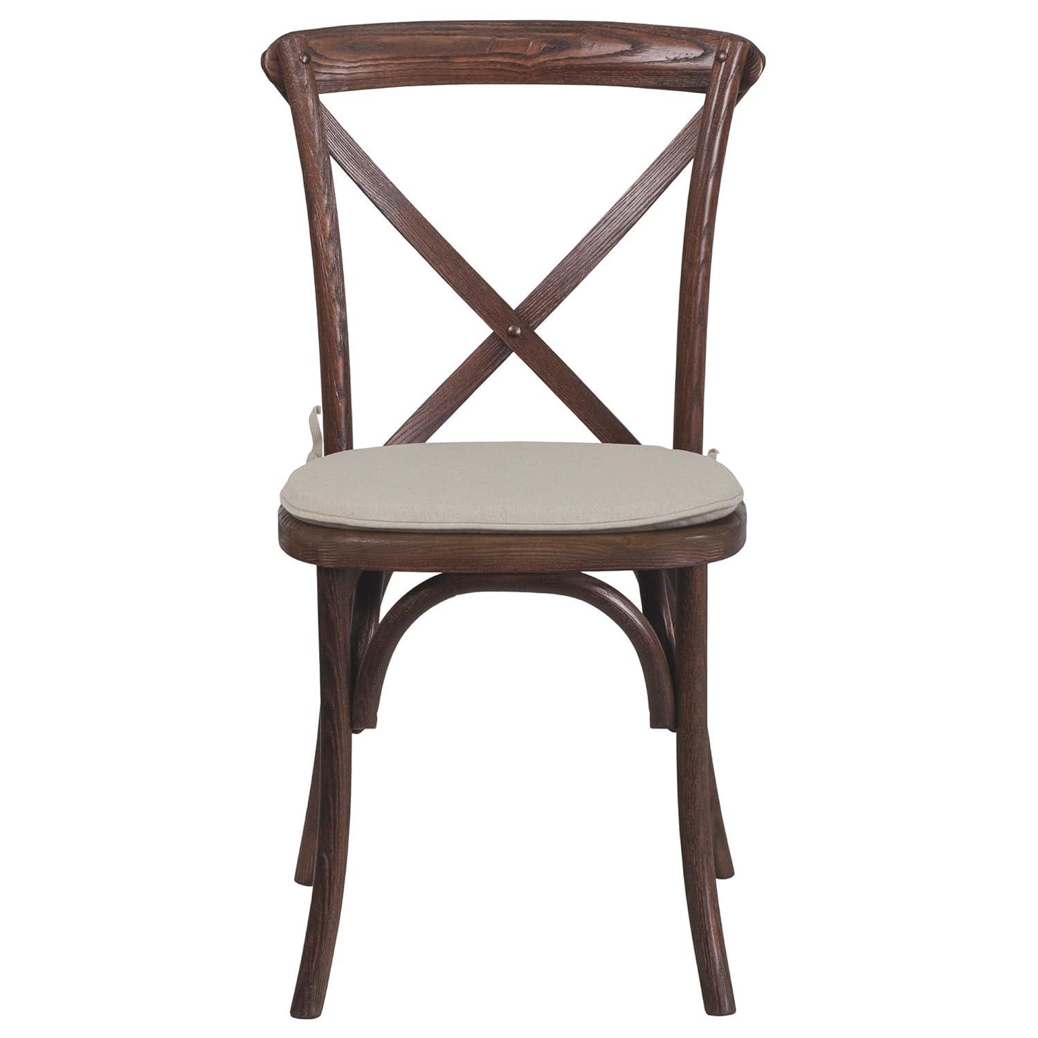 Flash Furniture HERCULES Series Stackable Mahogany Wood Cross Back Chair with Cushion