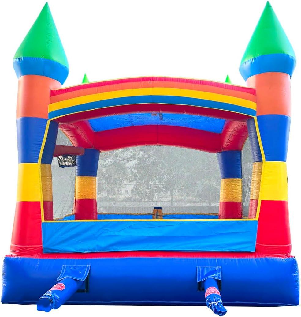 Pogo Bounce House Pogo Bounce House Crossover Inflatable Bounce House, Commercial Grade Party Playhouse Deluxe Rainbow Unit & Blower, For Kids & Toddlers, Backyard Outdoor Jump Fun, w/ Stakes & Storage Bag 13x12x14.5ft