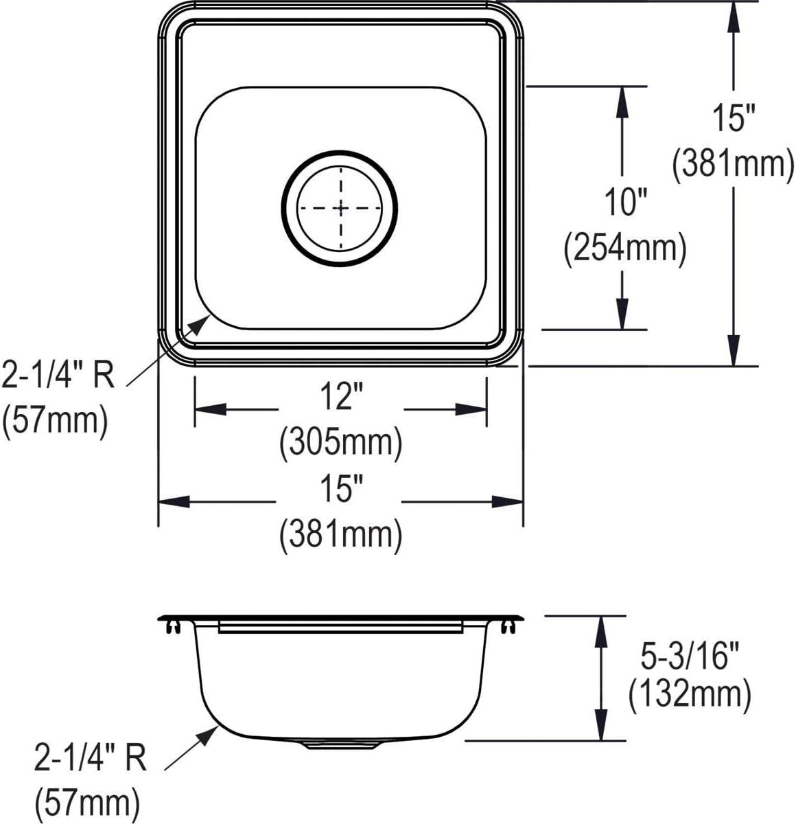 Dayton 15" L x 15" W Drop-In Bar Sink