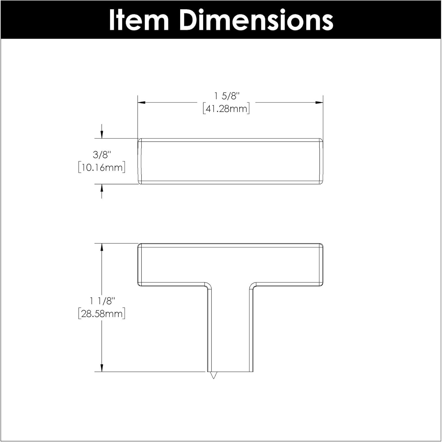 Skylight Collection T-Knob 1-5/8 Inch x 3/8 Inch
