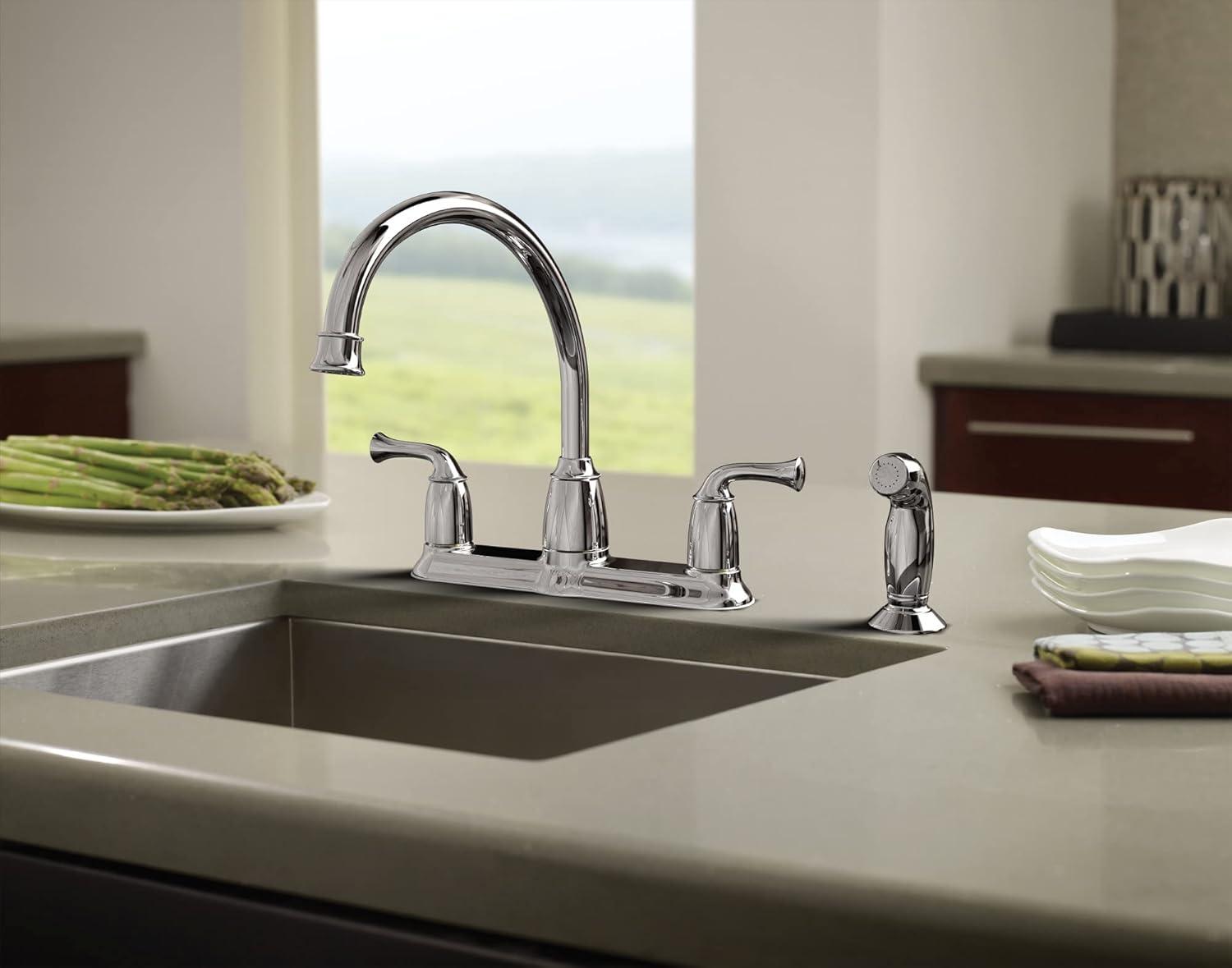 Moen Banbury Chrome Two-Handle High Arc Kitchen Faucet with Side Sprayer