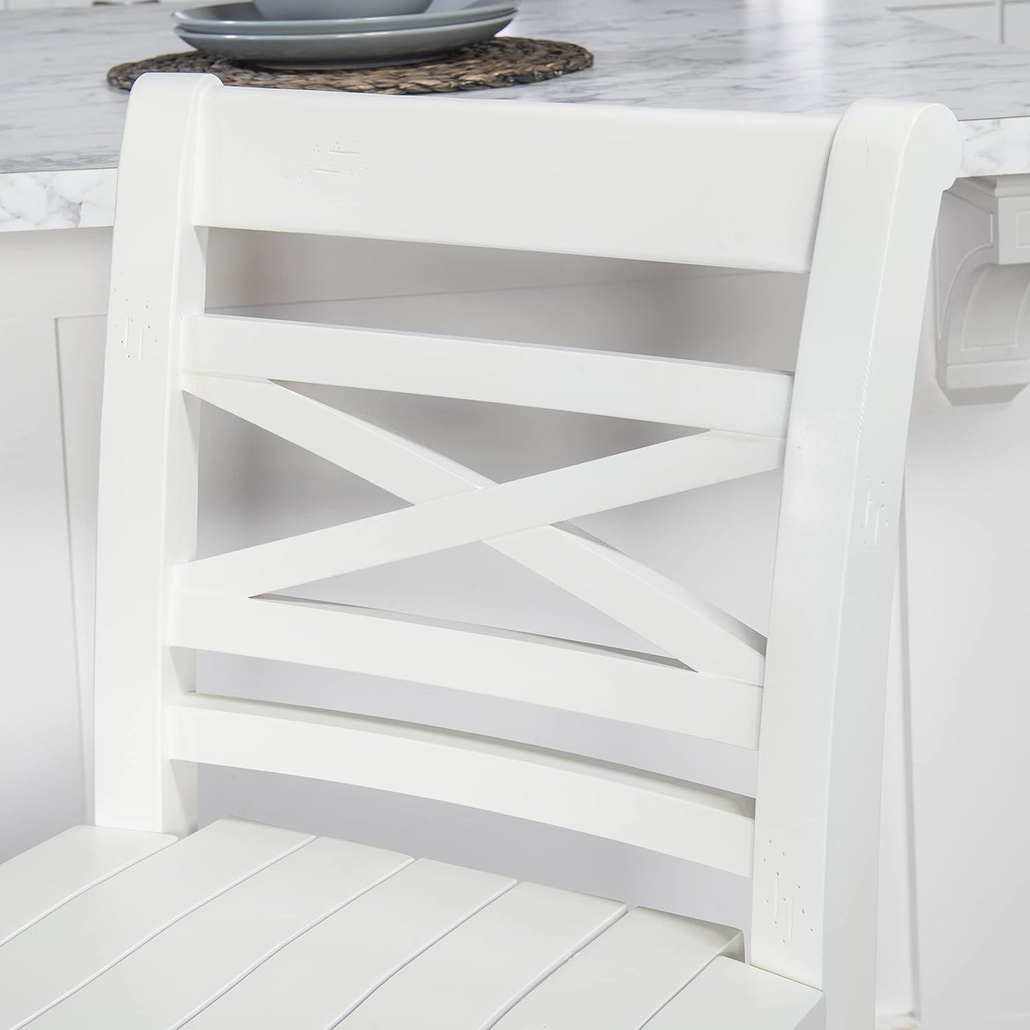 Linon Asher 24.25" Wood Farmhouse Counter Stool with X Back Plank Seat in White