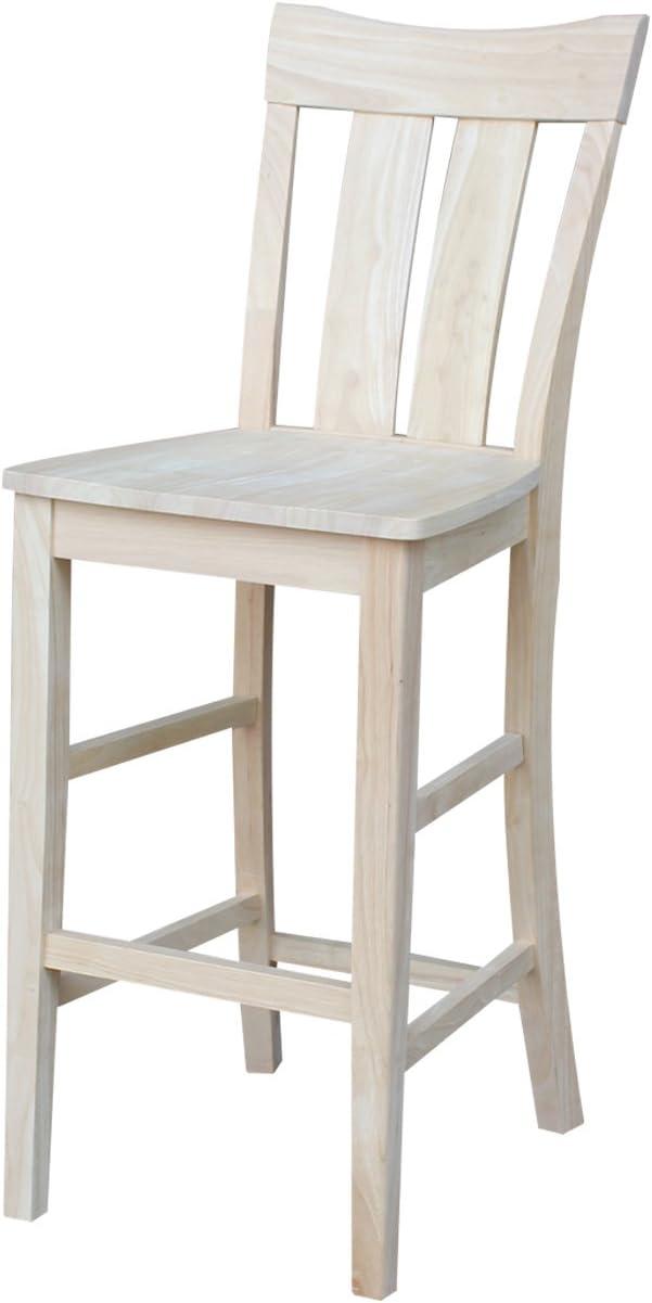 International Concepts Wood Ava Slat Back Bar Height Stool - 29.92" Seat Height - Unfinished