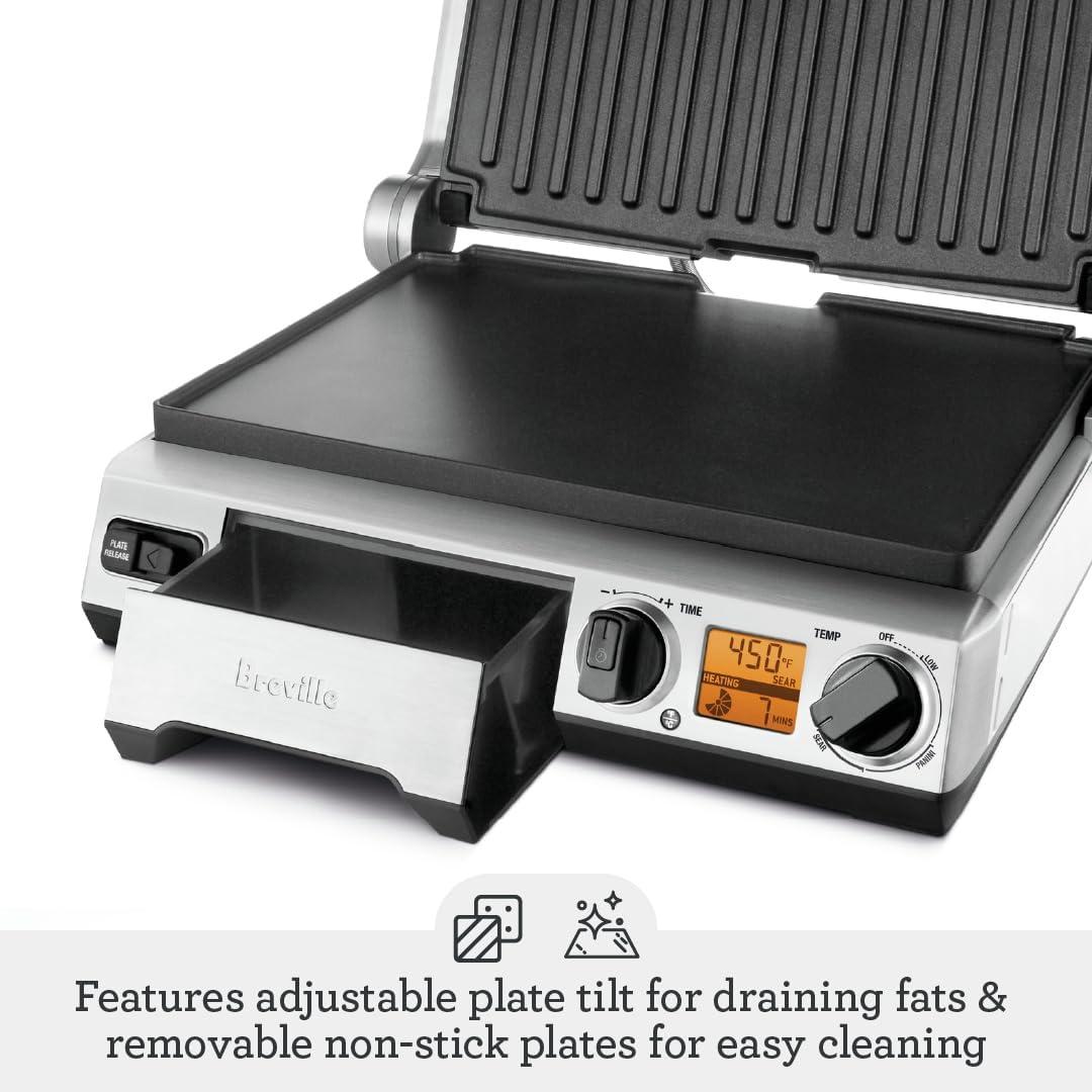 Breville BGR820XL Smart Grill, Electric Countertop Grill, Brushed Stainless Steel.