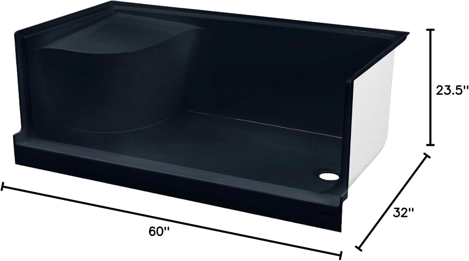 Aquatique 60" x 32" Shower Base in Matte Black