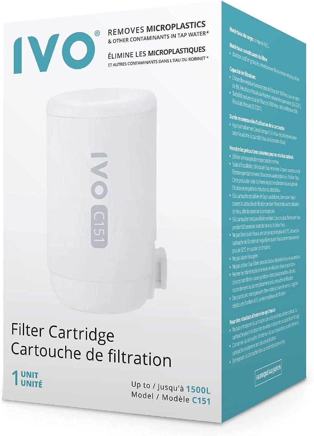 IVO Replacement Water Filters (x1 Lasts for 4 Months) – 4-Stage Filtration with NSF-Approved Technology – Removes Contaminants Down to 0.1 Micron, Retains Healthy Minerals