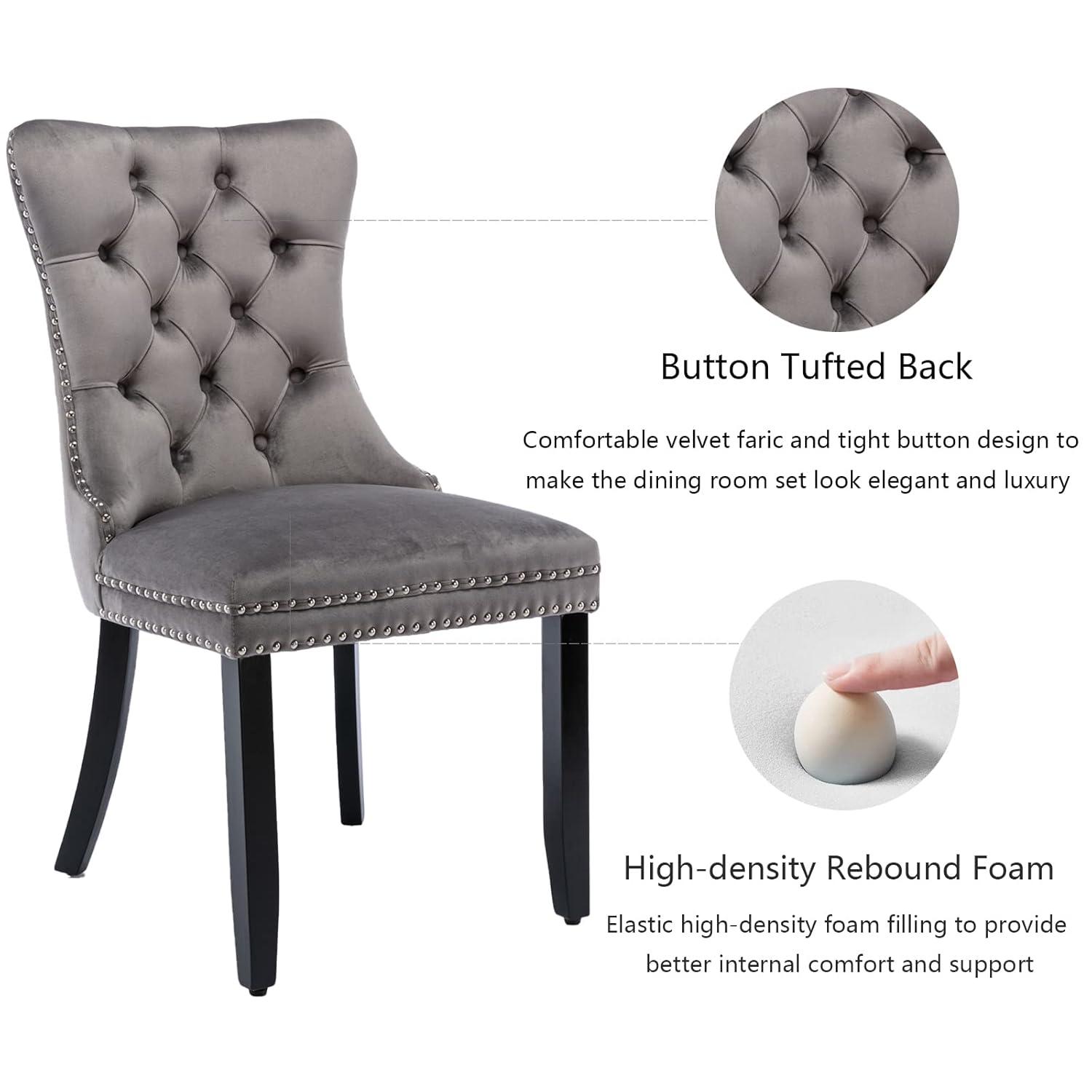 Rosdorf Park High-end Tufted Velvet Upholstered Nailhead Dining Chair