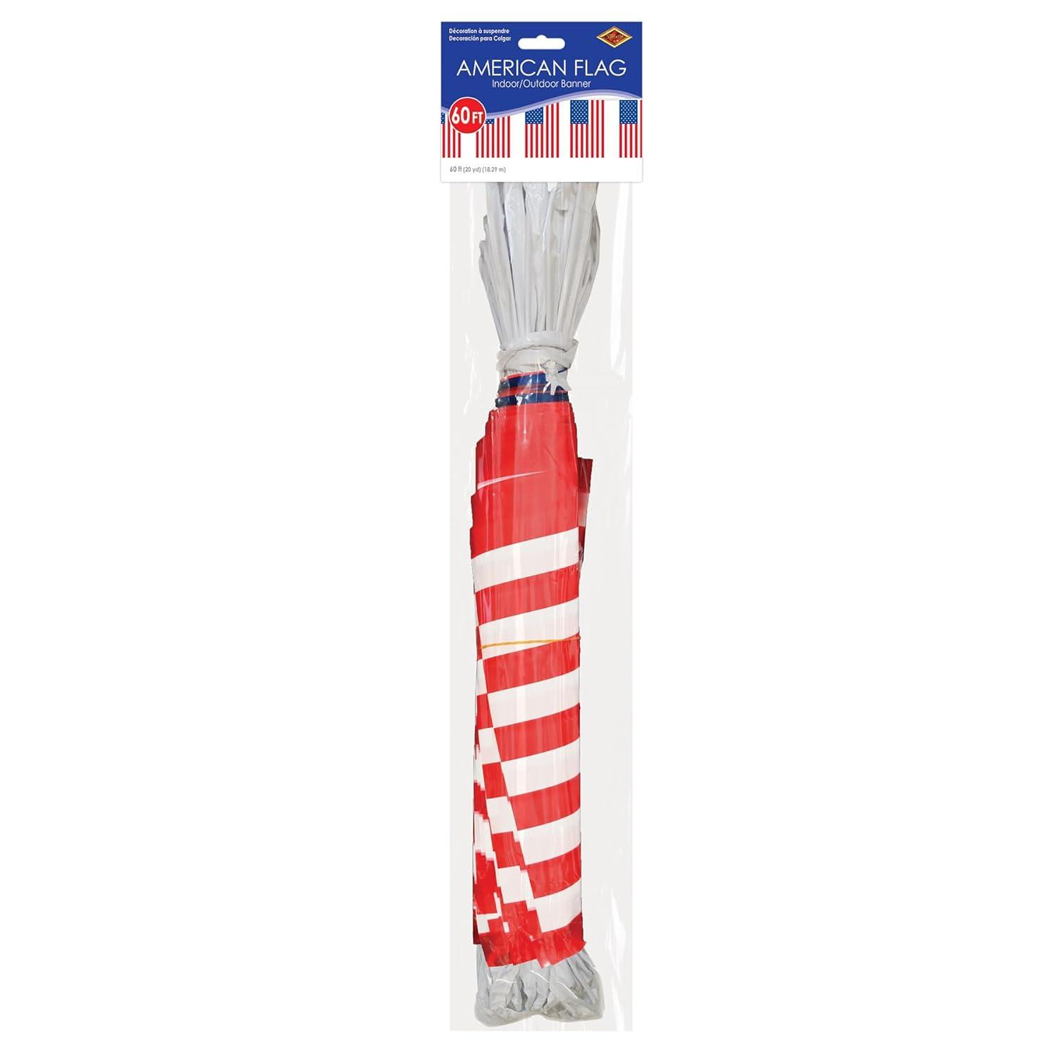 Beistle American Flag Pennant Banner, 17" x 60', (1/Pkg) Multicolored