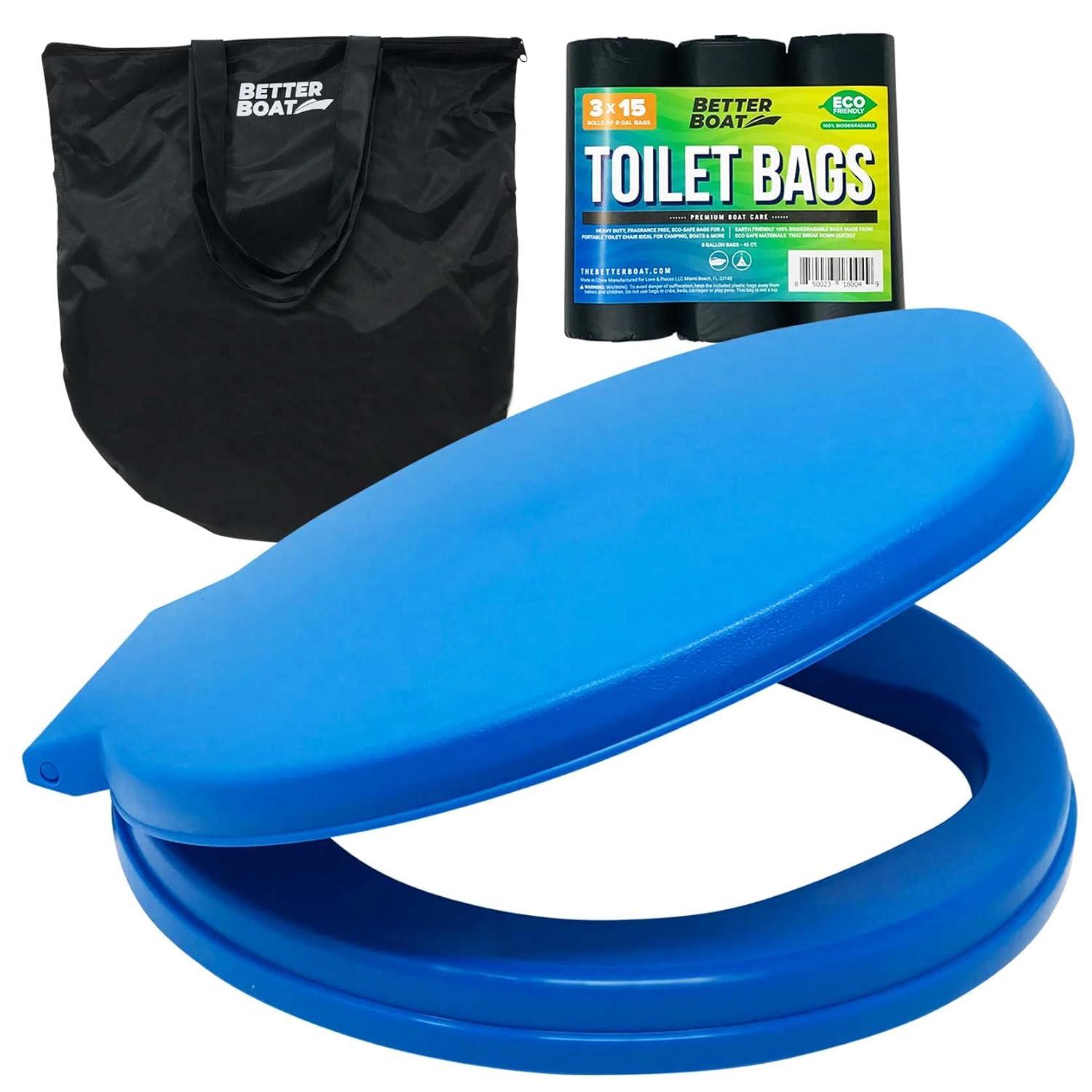 Portable Camping Toilet Kit, 5-Gallon & 8-Gallon Bucket Toilet Seat with Lid, Waste Bags & Carry Case for Boating, Outdoor, Travel, and Emergency Use. Ideal Bathroom Solution for Adults