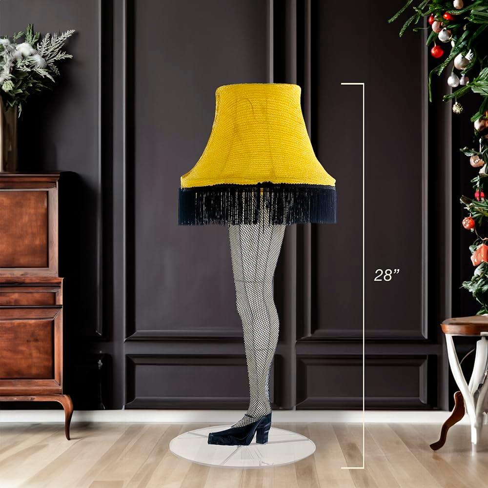 28-Inch Black and Yellow Tinsel Leg Lamp Outdoor Decor