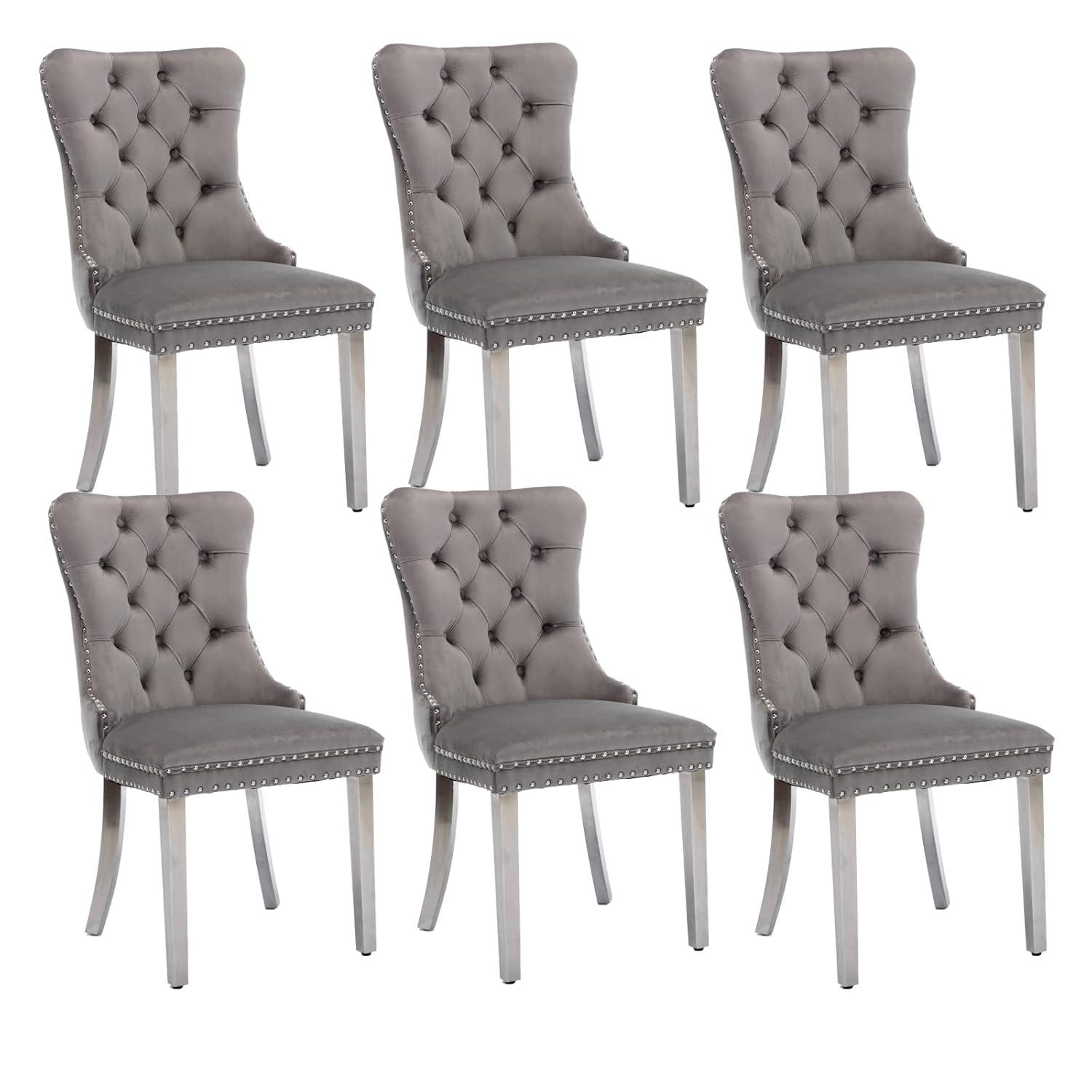 Rosdorf Park High-end Tufted Velvet Upholstered Nailhead Dining Chair