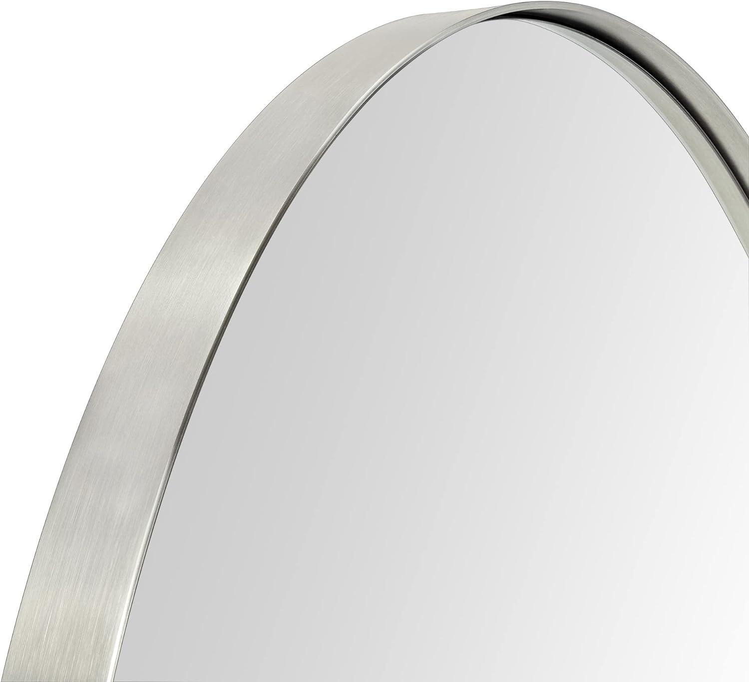 TEHOME Yolanta 30 in. W x 30 in. H Circular Round Stainless Steel Framed Wall Mounted Bathroom Vanity Mirror in Brushed Nickel
