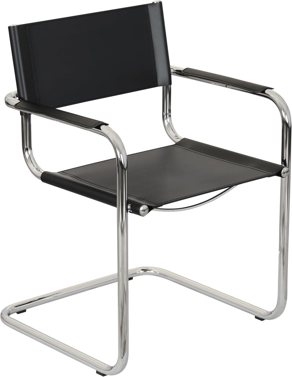 Breuer Chair Company Mart Stam Cantilever Armchair Arm Chair w/ Chrome-Plated Steel Frame (Various Bonded Leather Colors)