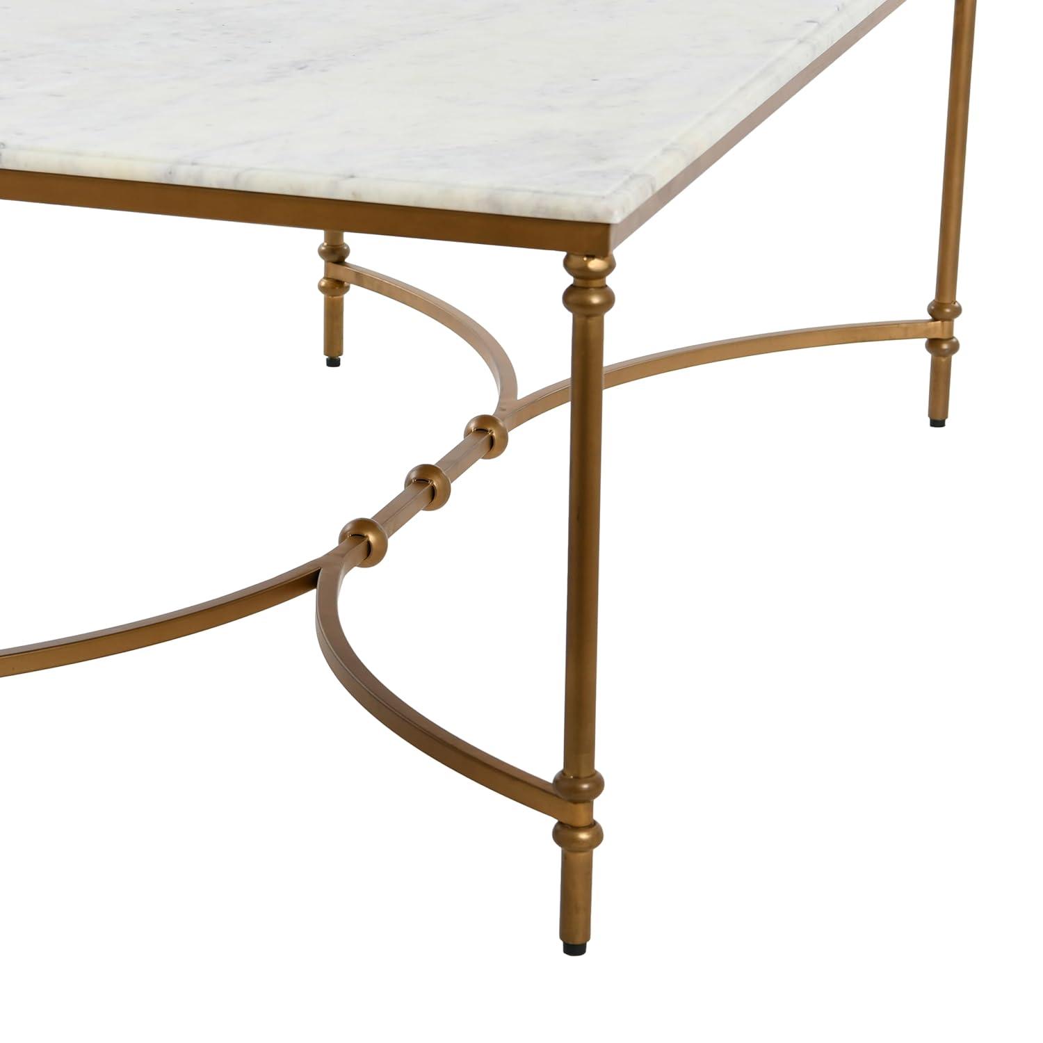Creative Co-Op Libertine Genuine Marble and Metal Coffee Table, Gold Finish