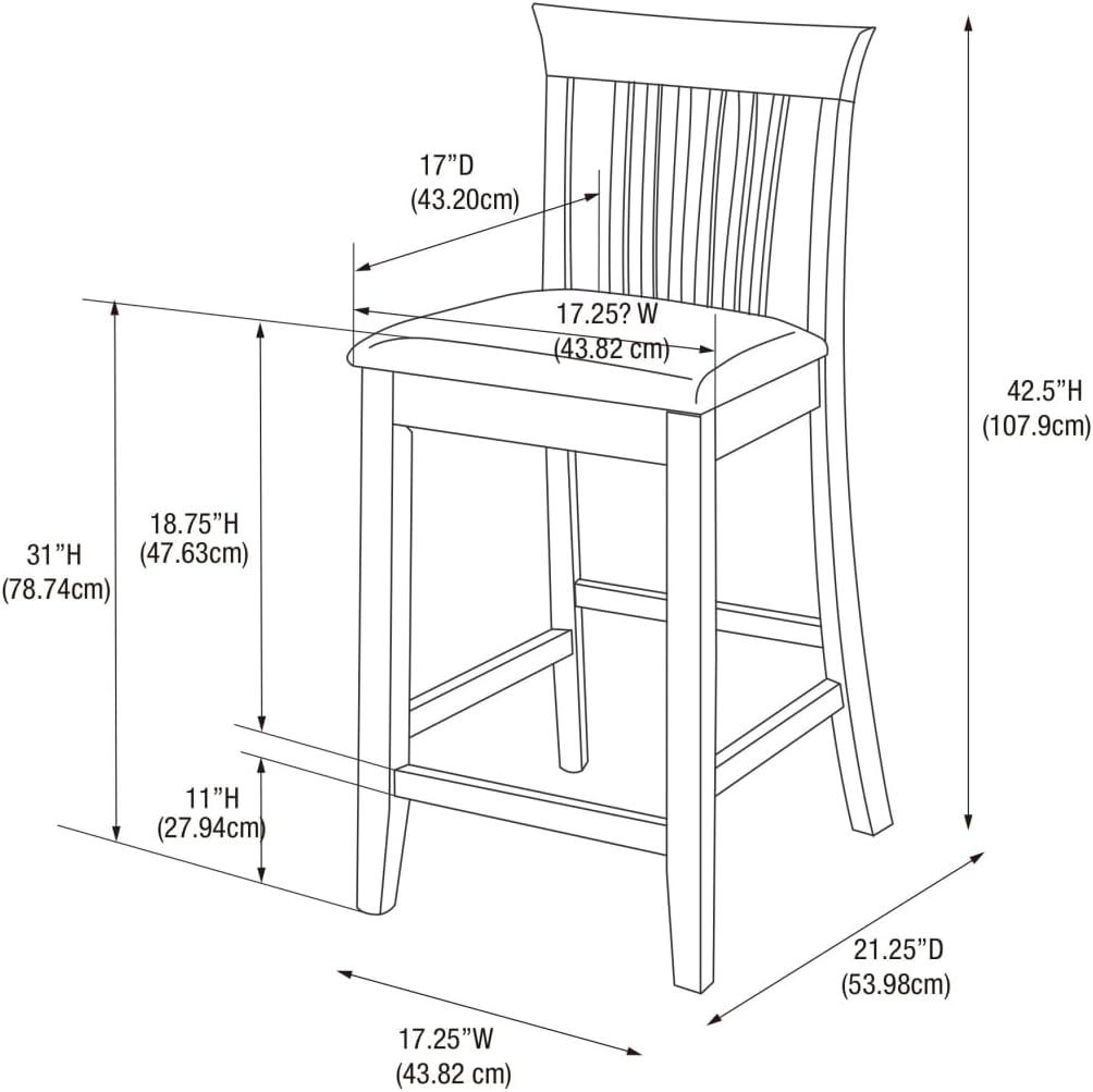 30" Torino Craftsman Padded Seat Barstool Hardwood/Dark Cherry - Linon: Rubberwood, 31" High