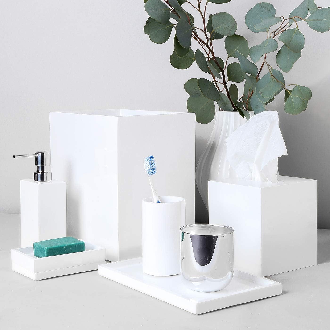 White Lacquer Minimalist Bathroom Wastebasket