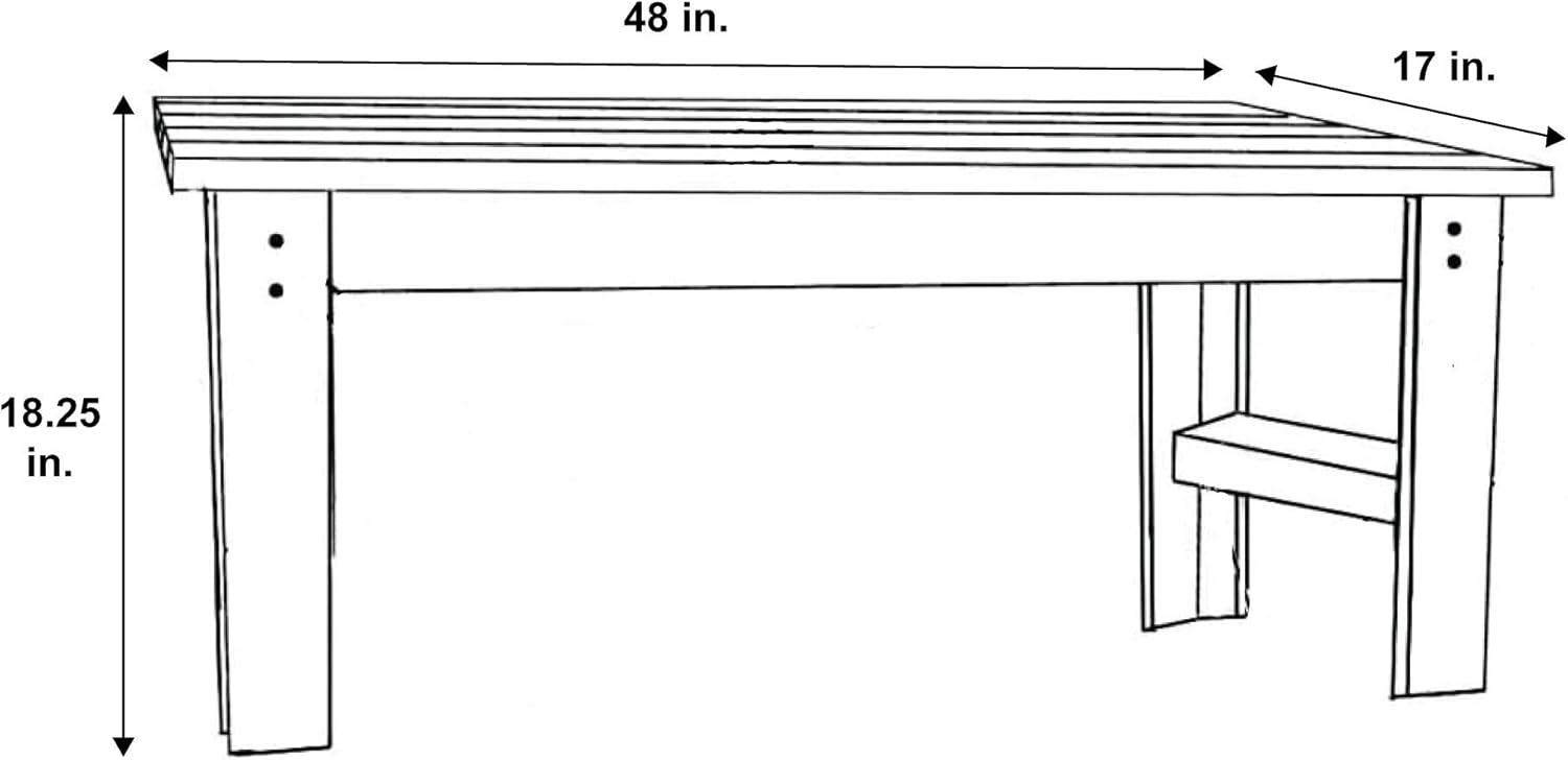 Burnt Brown Cedar 4ft Backless Outdoor Garden Bench