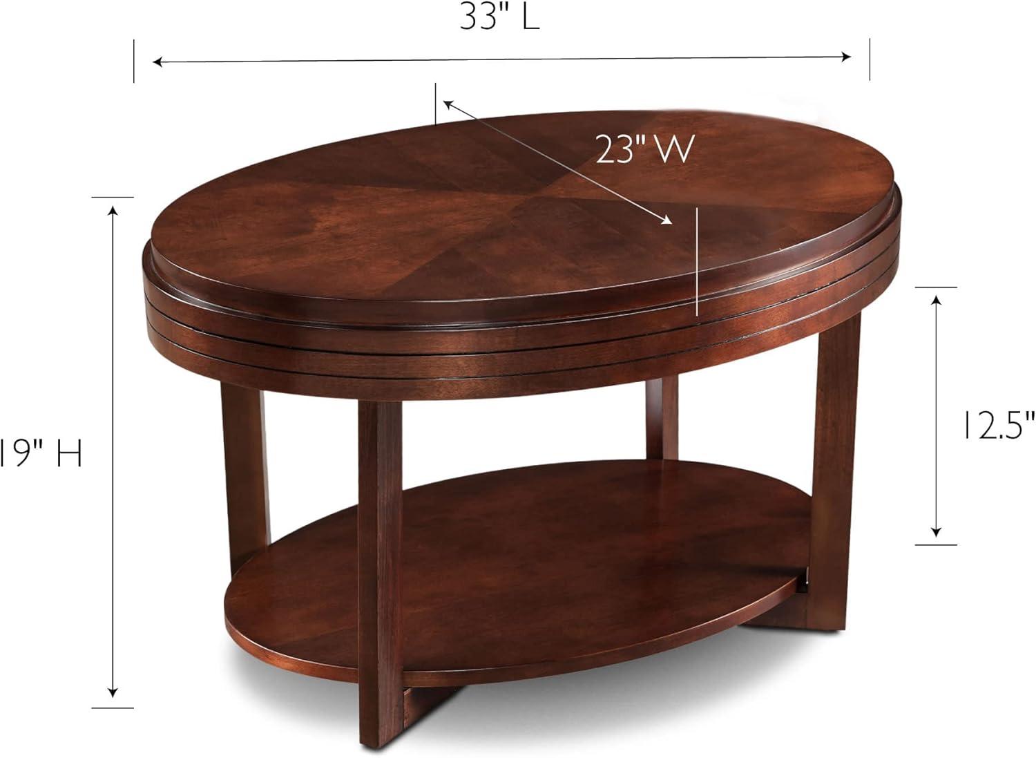 Leick Favorite Finds Oval Wood Coffee Table in Brown/Chocolate Cherry