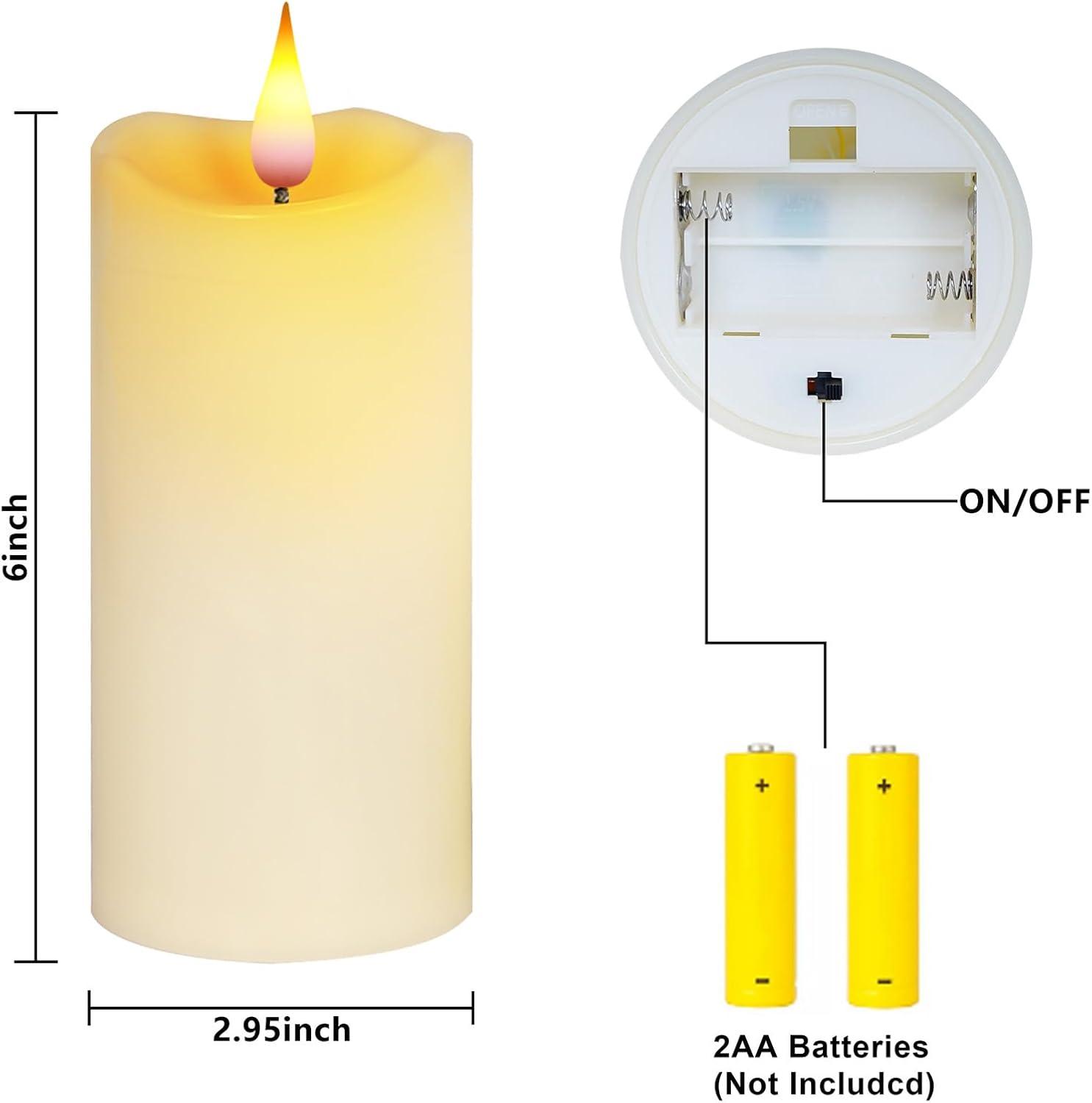Aignis Indoor Flameless LED Candles Battery Operated with Remote Timer and Wax-Like Shell for Home/Wedding/Holiday Decor, Set of 2(D 2.95" x H 6")