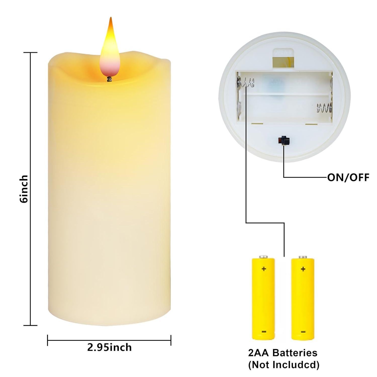 Aignis Indoor Flameless LED Candles Battery Operated with Remote Timer and Wax-Like Shell for Home/Wedding/Holiday Decor, Set of 2(D 2.95" x H 6")