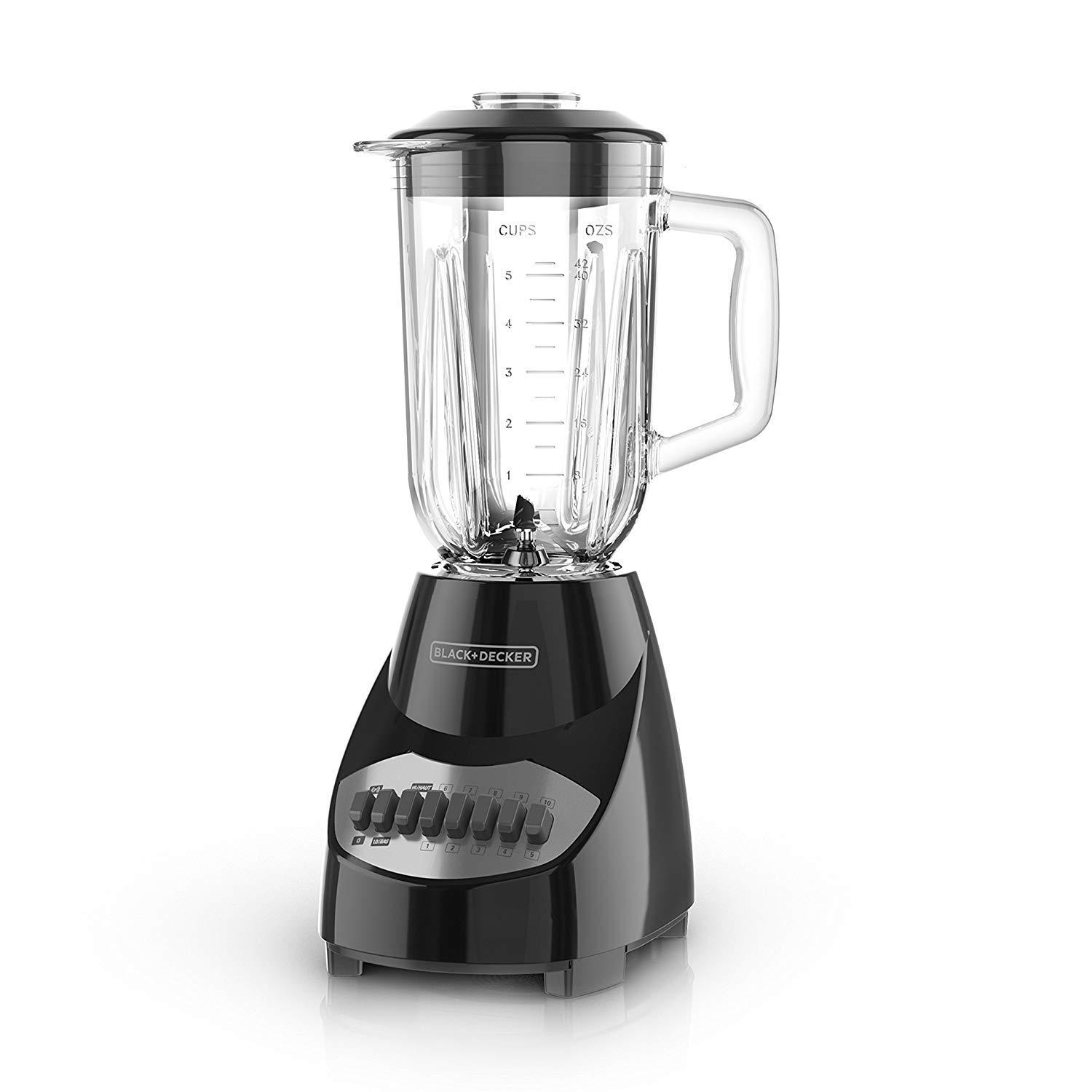 BLACK+DECKER BLACK+DECKER 10-Speed Countertop Blender, BL2010BG, 6-Cup Glass Jar, Dishwasher-Safe, Stainless Steel Blade, Suction Feet