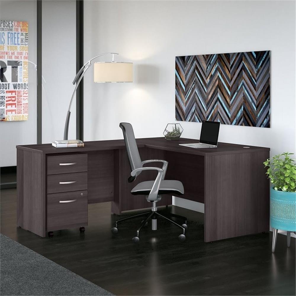 Bush Business Furniture Studio C L Shaped Desk with Mobile File Cabinet and Return