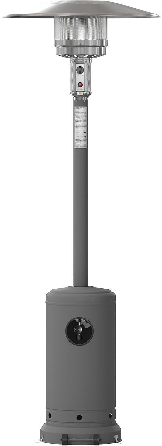 Sol 7.5' Stainless Steel Outdoor Patio 40,000 BTU Propane Heater with Wheels for Commercial & Residential Use