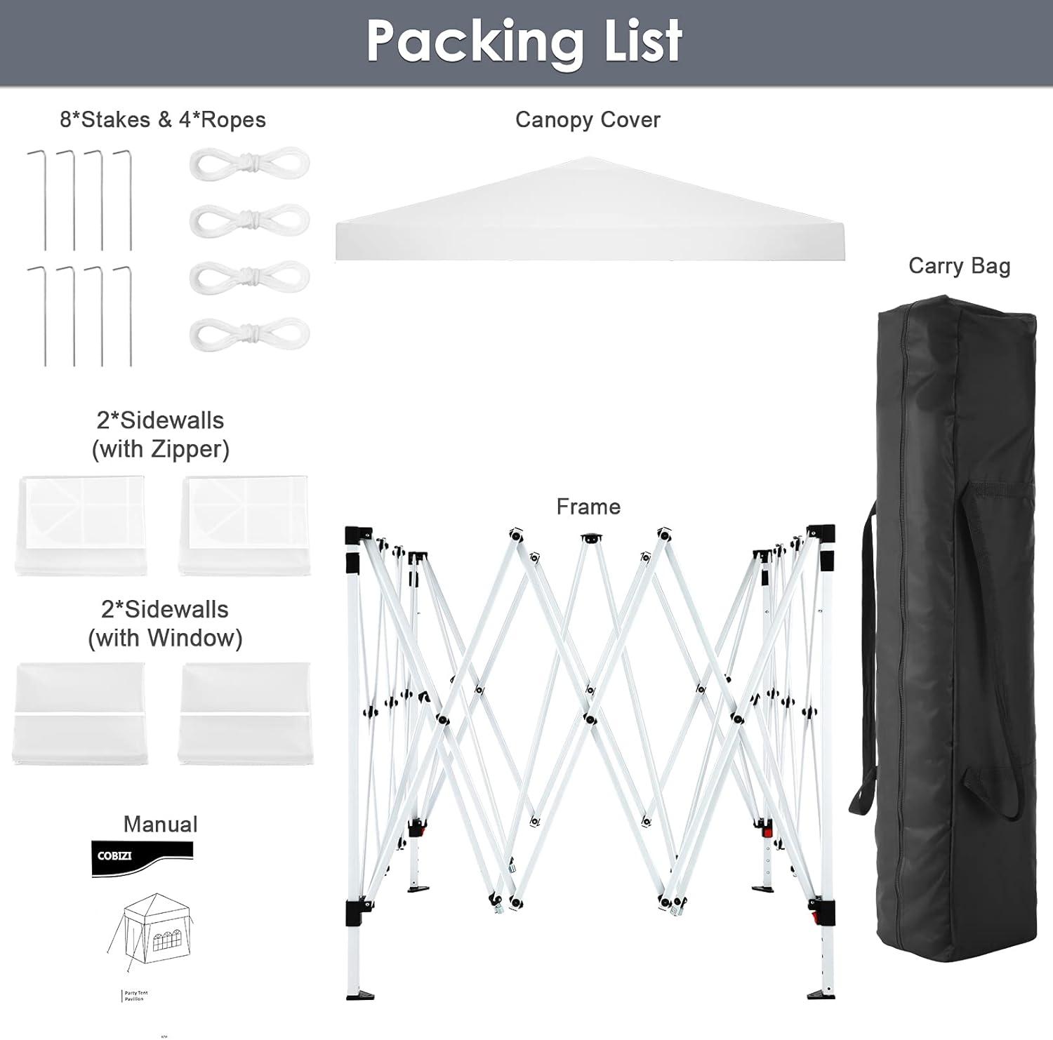 HOTEEL Canopy 10x10 Waterproof Pop up Canopy Tent with 4 Sidewalls Outdoor Event Shelter Tent for Parties Sun Shade Party Commercial Canopy with Air Vent & Carry Bag,White