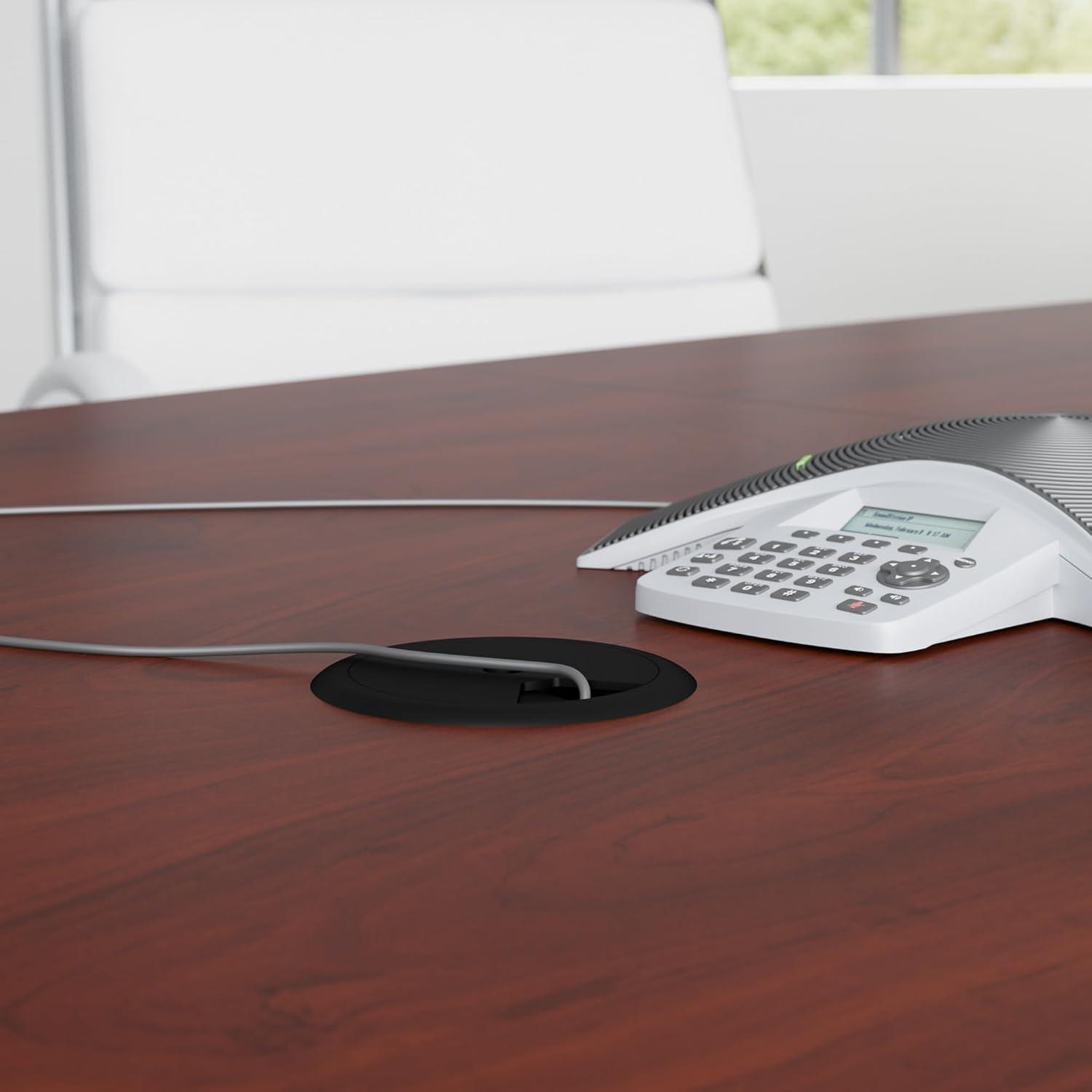 Bush Business Furniture 120W Boat Shaped Conference Table in Cherry