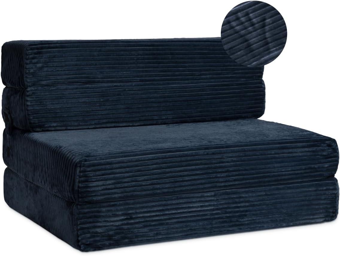 Milliard Tri Folding Sofa Mattress, Memory Foam Foldable Mattress with Ultra Soft & Washable Ribbed Fur Cover, Twin Size (75" x 38" x 6")