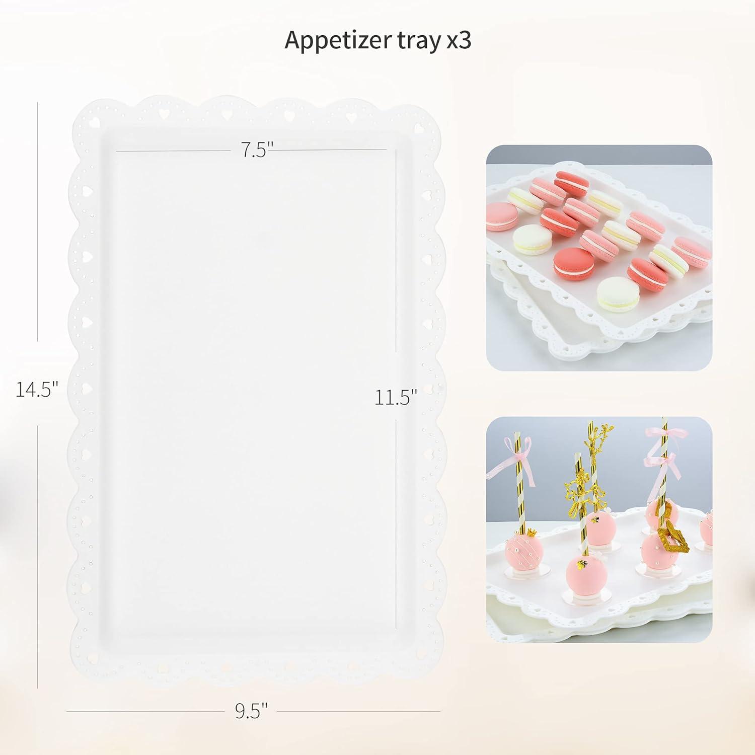 NWK 5 Piece Cake Stand Set with 2xLarge 3-Tier Cupcake Stands + 3X Appetizer Trays Perfect for Wedding Baby shower Graduation New Year Birthday Tea Party