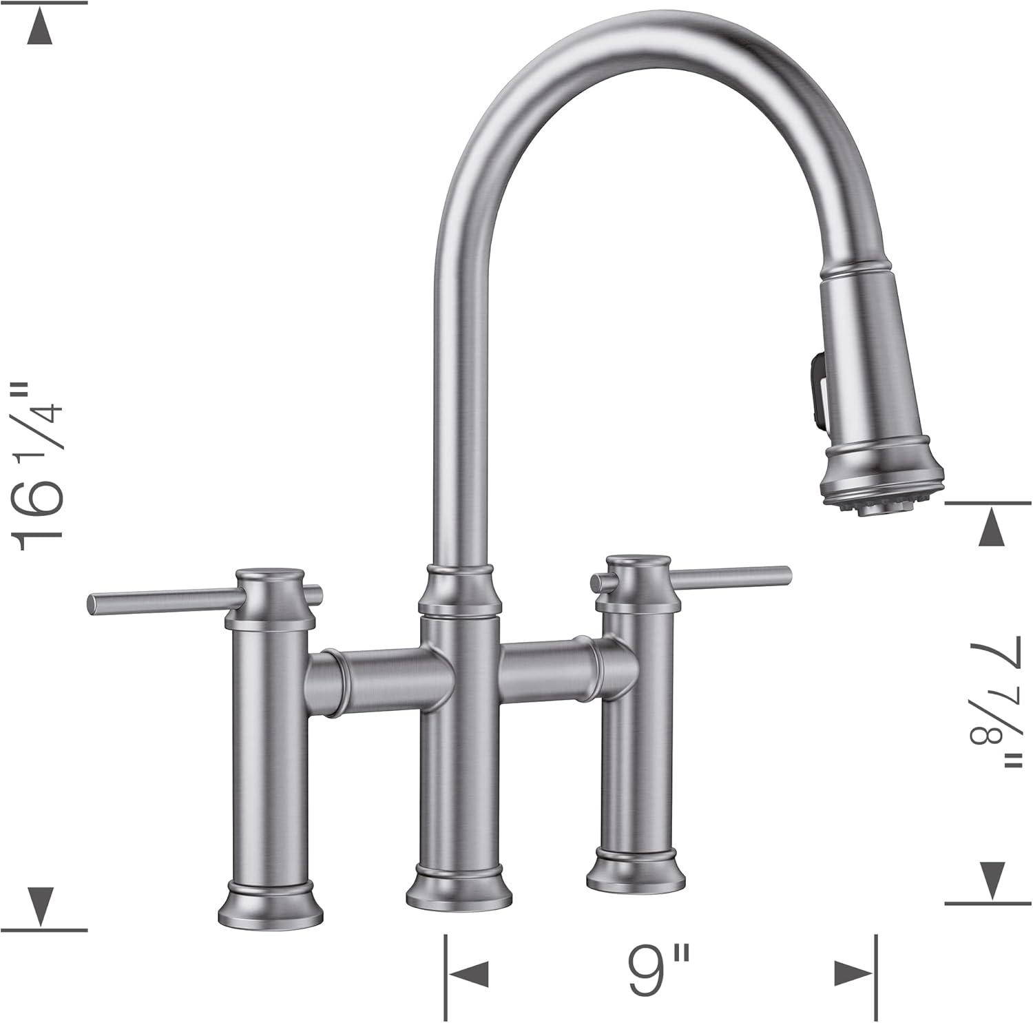 Empressa Pull Down Dual Spray Bridge Faucet