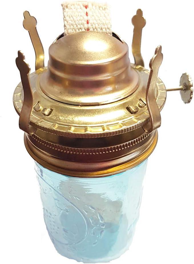 B&P Lamp® #2 Kerosene Lamp Burner For Mason Jars and Fruit Jars to DIY Oil Lamp (Brass)