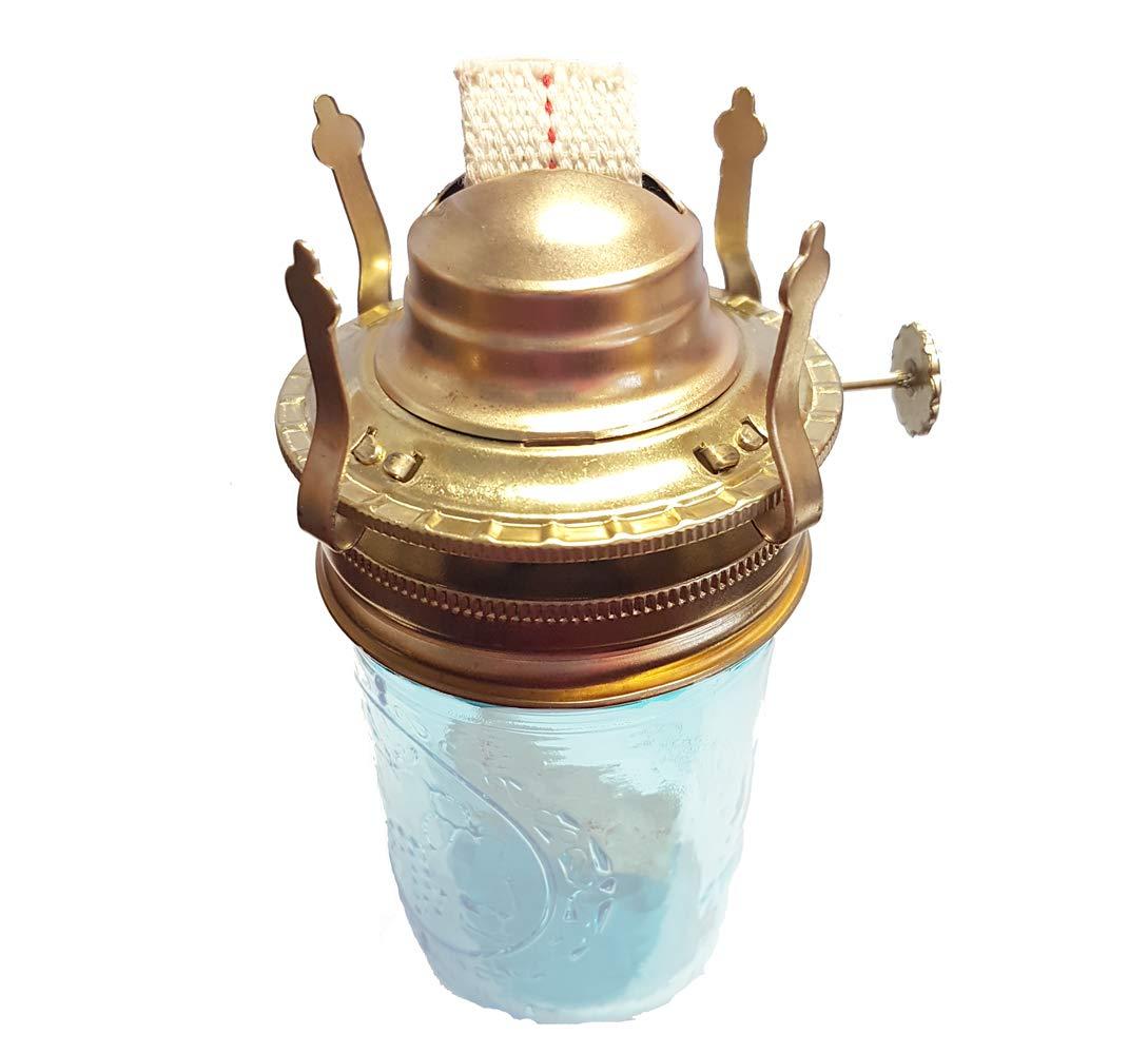 B&P Lamp® #2 Kerosene Lamp Burner For Mason Jars and Fruit Jars to DIY Oil Lamp (Brass)