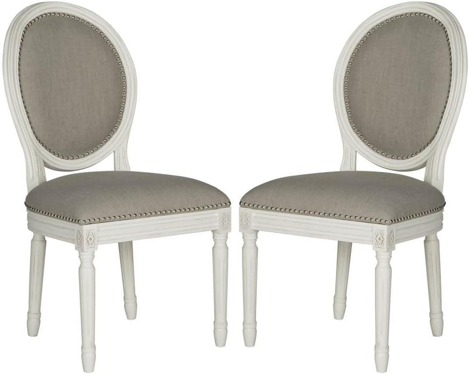 Holloway 19''H French Brasserie Oval Side Chair (Set of 2) - Light Grey/Cream - Safavieh