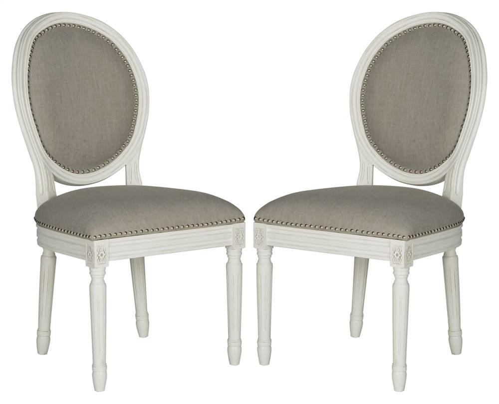 Holloway 19''H French Brasserie Oval Side Chair (Set of 2) - Light Grey/Cream - Safavieh